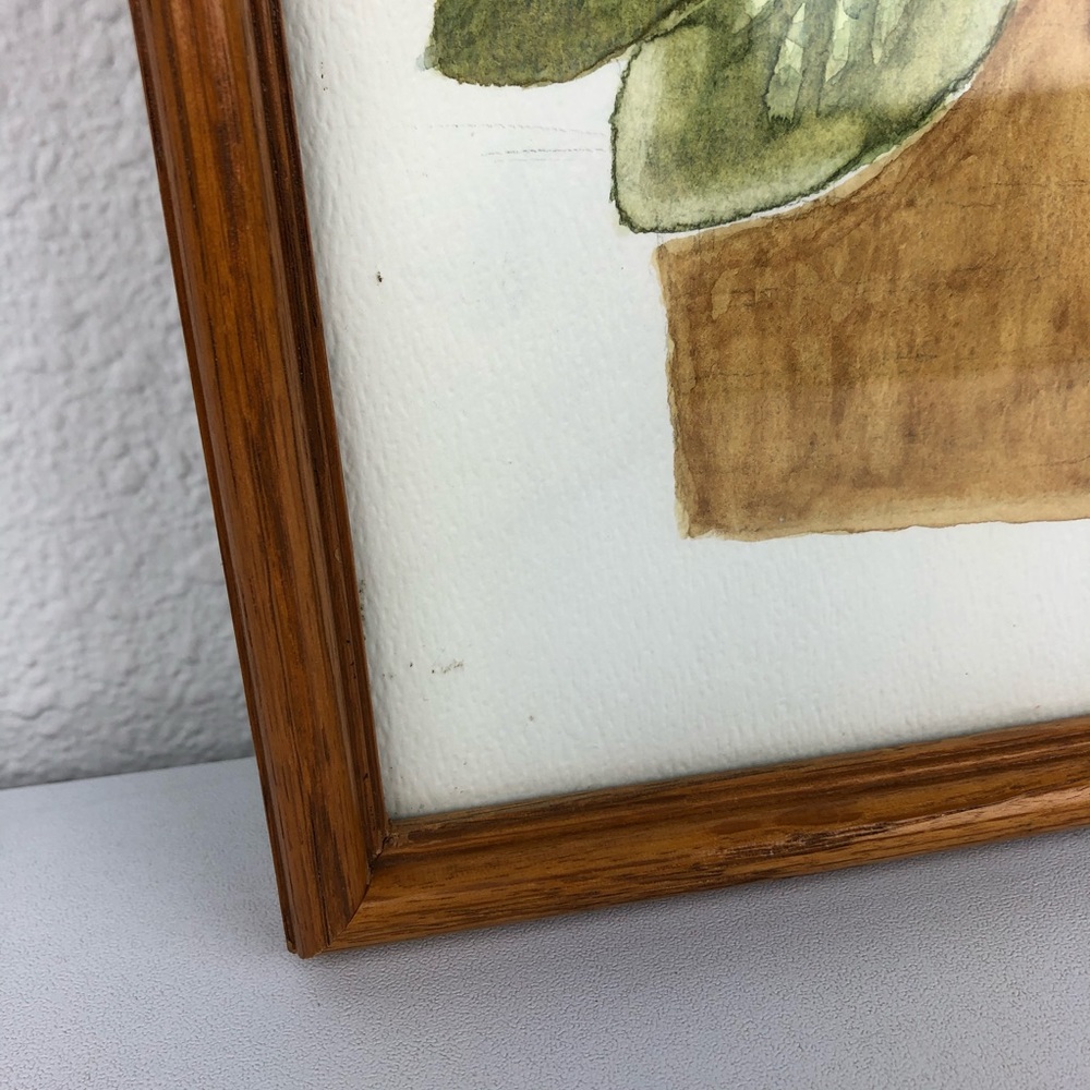 VINTAGE Potted Flowers Hand Painted Water Colors - Picture 2 of 10